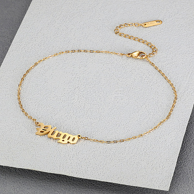 304 Stainless Steel Constellation Word Link Chain Anklets for Women FS-WG5BE8C-03-1