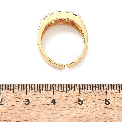 Brass Micro Pave Cubic Zirconia Cuff Open Rings RJEW-C158-04G-1