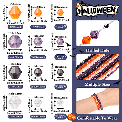 12 Strands 12 Style Halloween Theme Transparent Glass Beads Strands GLAA-TA0001-42-1