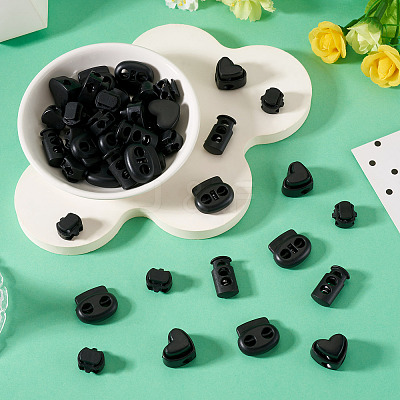 100Pcs 4 Styles Plastic Cord Locks FIND-TA0010-22-1