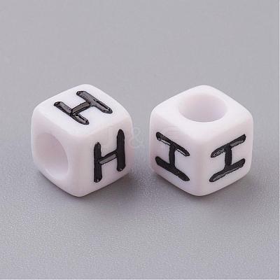 Acrylic Horizontal Hole Letter Beads PL37C9308-H-1