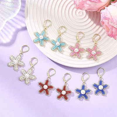 Brass Seed Glass Beads Leverback Earrings EJEW-MZ00759-1