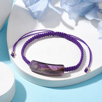 Adjustable Tube Natural Gemstone Braided Bracelets for Women BJEW-JB11006-02-1