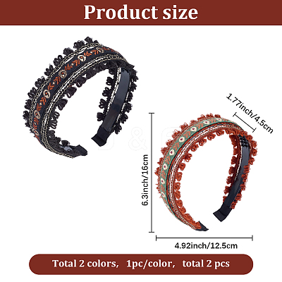 2Pcs 2 Colors Floral Hair Bands Embellishments for Women OHAR-CY0001-19A-1