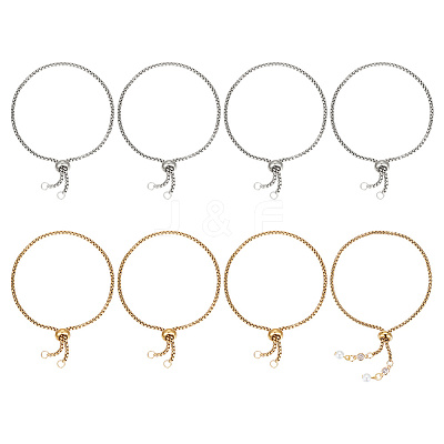 8Pcs 2 Style Adjustable 304 Stainless Steel Slider Bracelets Set BJEW-UN0001-47-1
