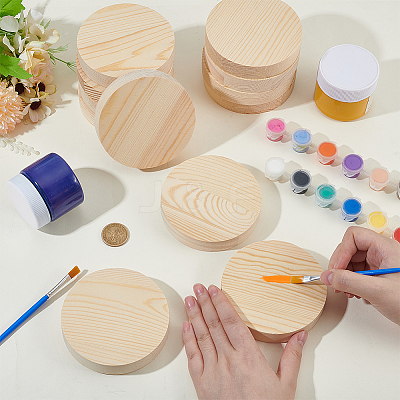 Flat Round Unfinished Wood Slice WOOD-WH0029-190A-1