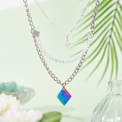 60Pcs 3 Colors 304 Stainless Steel Pendants STAS-DC0014-24-1