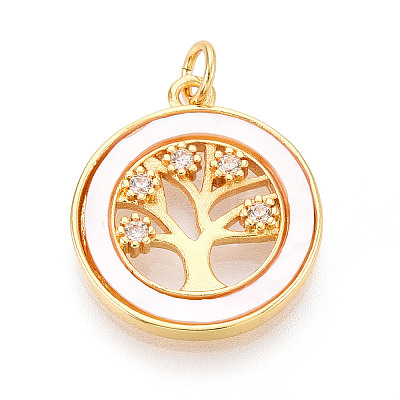 Brass Micro Pave Clear Cubic Zirconia Pendants KK-N268-76G-1