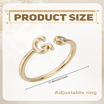 1Pc Brass Micro Pave Clear Cubic Zirconia Open Cuff Rings for Women RJEW-LP0002-37G-1