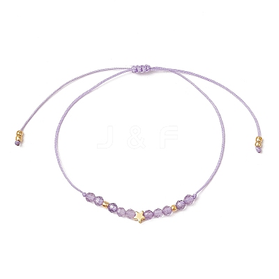 Natural Round Amethyst Beads Braided Bead Bracelets for Women BJEW-JB11655-04-1
