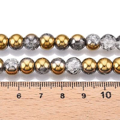 Electroplated Crackle Glass Beads Strands EGLA-N014-8mm-04-1