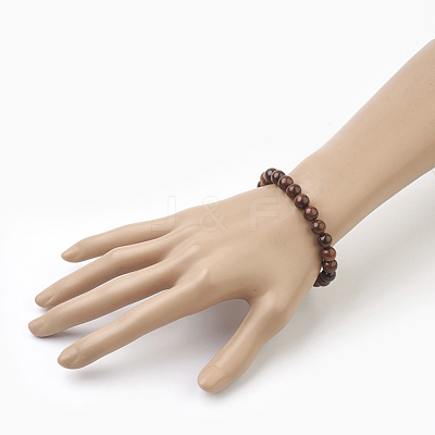 Natural Dyed Sandalwood Beads Stretch Bracelets BJEW-JB03843-1