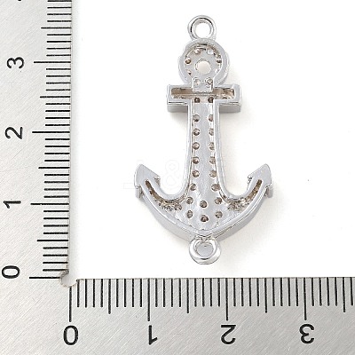 Rack Plating Brass Micro Pave Clear Cubic Zirconia Anchor Connector Charms KK-A234-052P-1