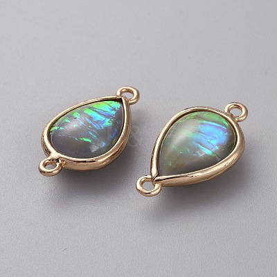Resin Imitation Shell/Opal Connector Charms RESI-WH0035-61A-1