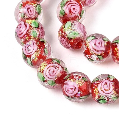 Handmade Foil Glass Beads Strands FOIL-N033-04E-1