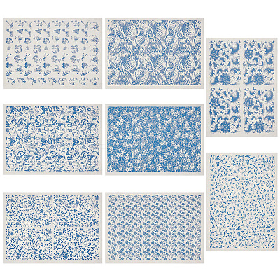 8Sheets 8 Styles Paper Ceramic Decals CELT-GF0001-03-1