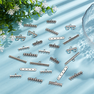 80Pcs 8 Styles Tibetan Style Alloy Chandelier Component Links FIND-GO0003-54-1