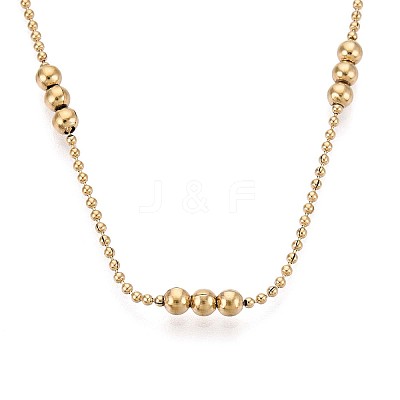 304 Stainless Steel Round Beaded Bracelets BJEW-T022-12G-1