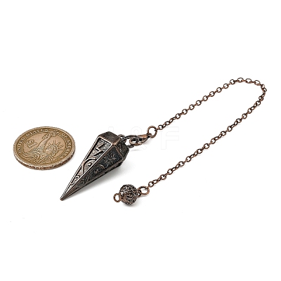 Rack Plating Brass Cone Dowsing Pendulum Pendants AJEW-G064-01R-1