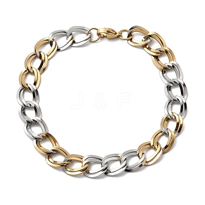 304 Stainless Steel Cuban Link Chain Bracelets for Women LS-BJEW-D377-01C-1