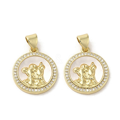 Brass Micro Pave Clear Cubic Zirconia Pendants KK-I708-03A-G-1