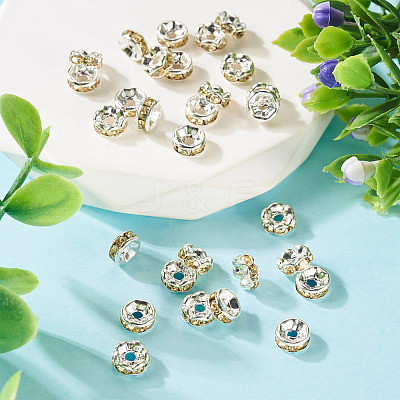 30Pcs 2 Colors Brass Rhinestone Spacer Beads RB-TA0001-29C-1