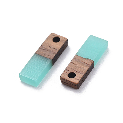8 Colors Resin & Walnut Wood Pendants RESI-X0001-27-1