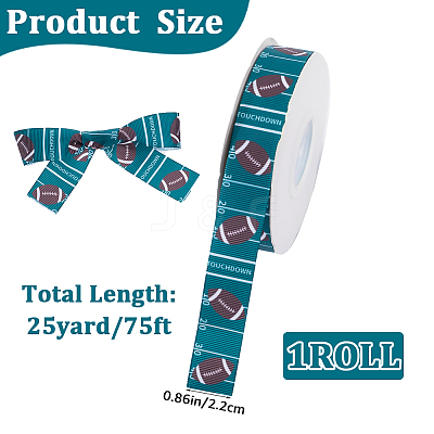 25 Yards Sport Ball Theme Printed Polyester Grosgrain Ribbon OCOR-WH20002-03A-01-1