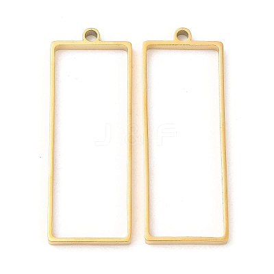 304 Stainless Steel Open Back Bezel Rectangle Pendants STAS-Z040-06B-G-1