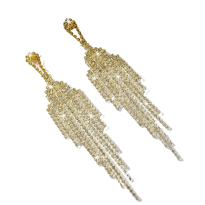 Brass Rhinestone Tassel Stud Earrings FS-WGD4A64-01-1