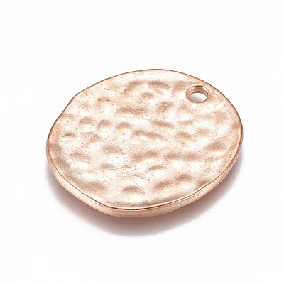 Alloy Blank Flat Round Hammered Pendants LS-PALLOY-M031-07RG-1