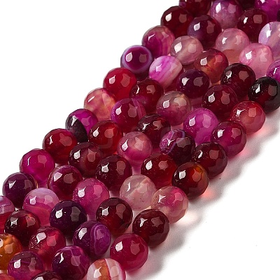 Natural Striped Agate/Banded Agate Beads Strands G-A246-8mm-13-1