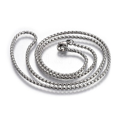 Non-Tarnish 304 Stainless Steel Box Chain Necklaces NJEW-O110-05B-P-1