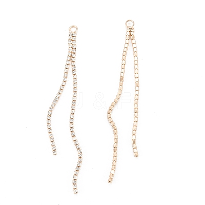 Brass Micro Pave Clear Cubic Zirconia Tassel Pendants X-KK-D063-01G-1