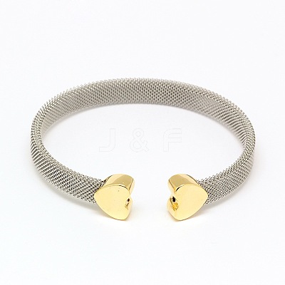 304 Stainless Steel Mesh Bangles BJEW-N225-34-1