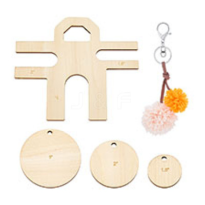 4Pcs Unfinished Wood Yarn Ball Making Tools AJEW-WH0596-590-1