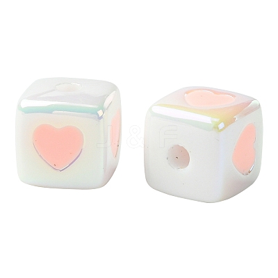 10Pcs Opaque Acrylic Enamel Beads ACRC-FS0001-02G-1