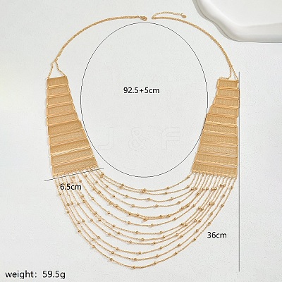 Elegant Brass Geometric Tassel Multi Layered Bib Necklaces for Women's Party Outfit GR3254-1