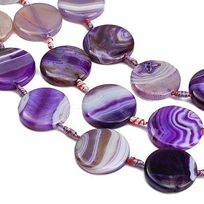 Natural Banded Agate Coin Beads Strands GG-CBAE0EB-06A-1