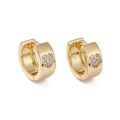 Clear Cubic Zirconia Heart Pattern Thick Hoop Earrings EJEW-F294-10B-G-1