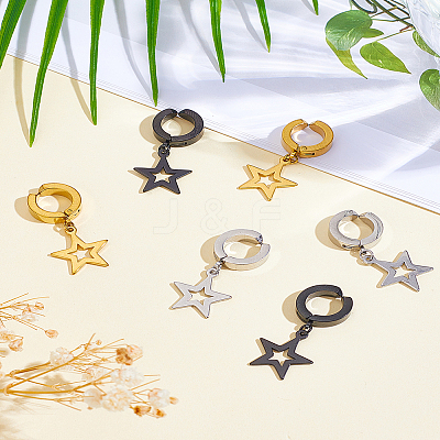 6Pcs 3 Colors 204 Stailess Steel Cuff Earrings EJEW-LP0007-057-1