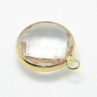 Golden Tone Brass Glass Pendants GLAA-J018A-G-1