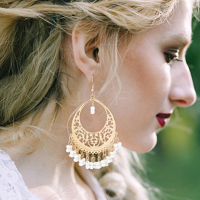5 Pairs 5 Style Alloy Flat Round & Teardrop Filligree Boho Chandelier Earrings EJEW-AN0003-01-1