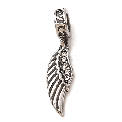 316 Surgical Stainless Steel & Rhinestone European Dangle Charms SA-CBA7555-16AS-01-1