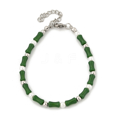 304 Stainless Steel Beaded Bracelets for Women BJEW-M056-08P-04-1