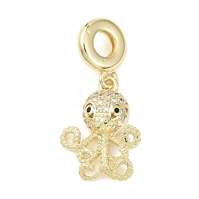 Brass Micro Pave Clear Cubic Zirconia Sea Animal European Dangle Charms LS-KK-B159-04G-01-1