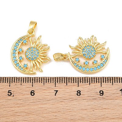 Brass Micro Pave Sky Blue Cubic Zirconia Pendants CU-CBAA571-04G-1