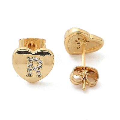 Rack Plating Brass Micro Pave Clear Cubic Zirconia Stud Earrings EJEW-K299-01G-R-1