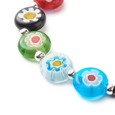Handmade Millefiori Lampwork Beads Stretch Bracelet for Teen Girl Women Gift BJEW-JB06847-01-1