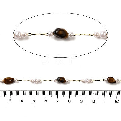 Handmade Natural Tiger Eye Nuggets Beaded Chains CHC-F020-03G-06-1